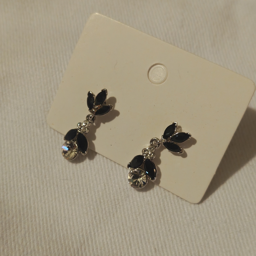 Elegant Black and Silver Drop Earrings